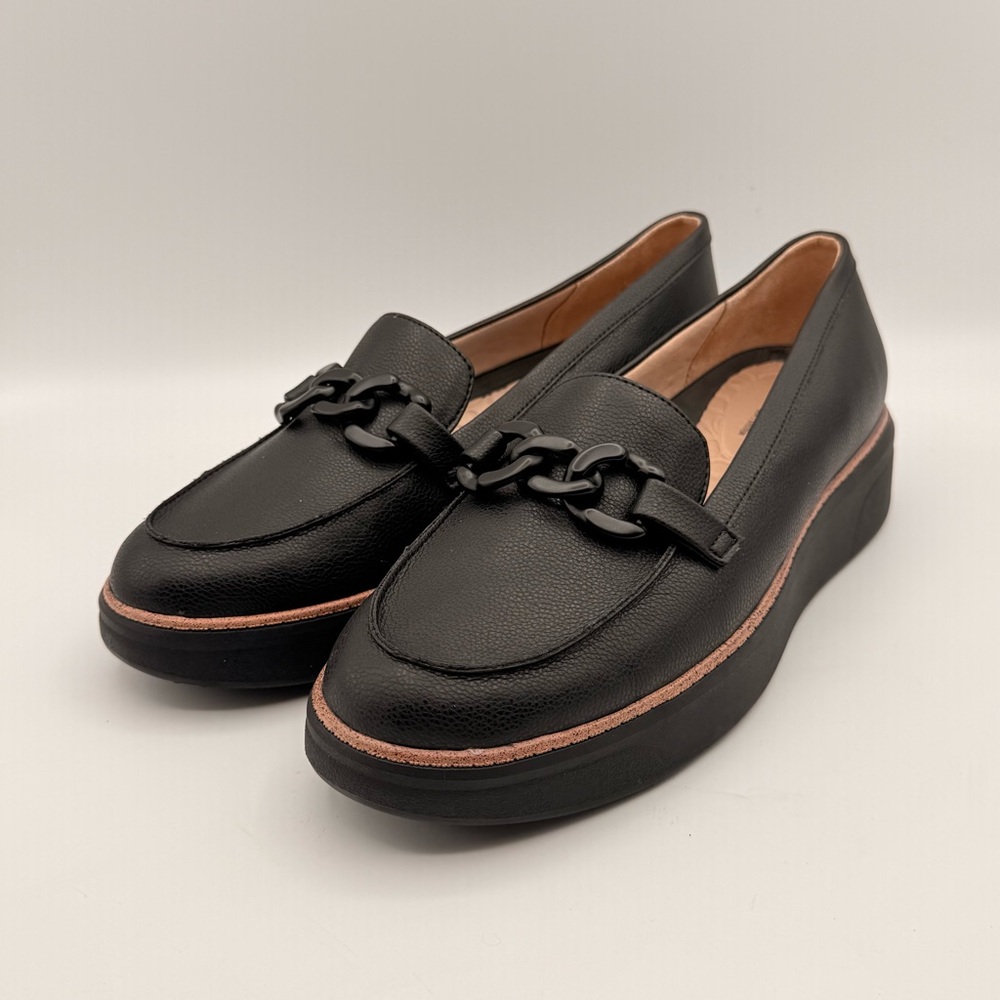 LifeStride Black Platform Loafers Chain Detail Comfort Shoes Women’s Size 10